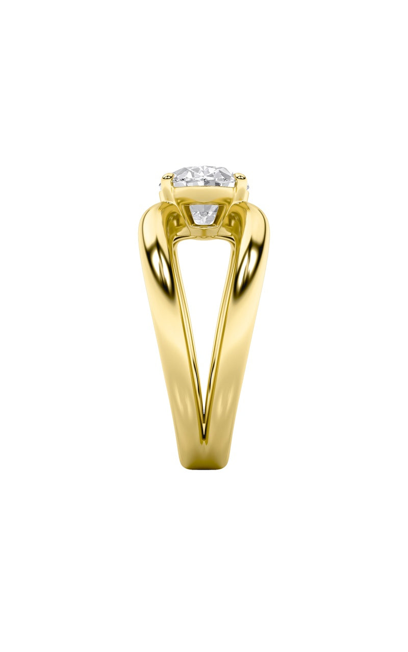2Cttw Oval Shaped Lab Grown Diamond (F/VS) East West Solitaire Ring in 14K Gold