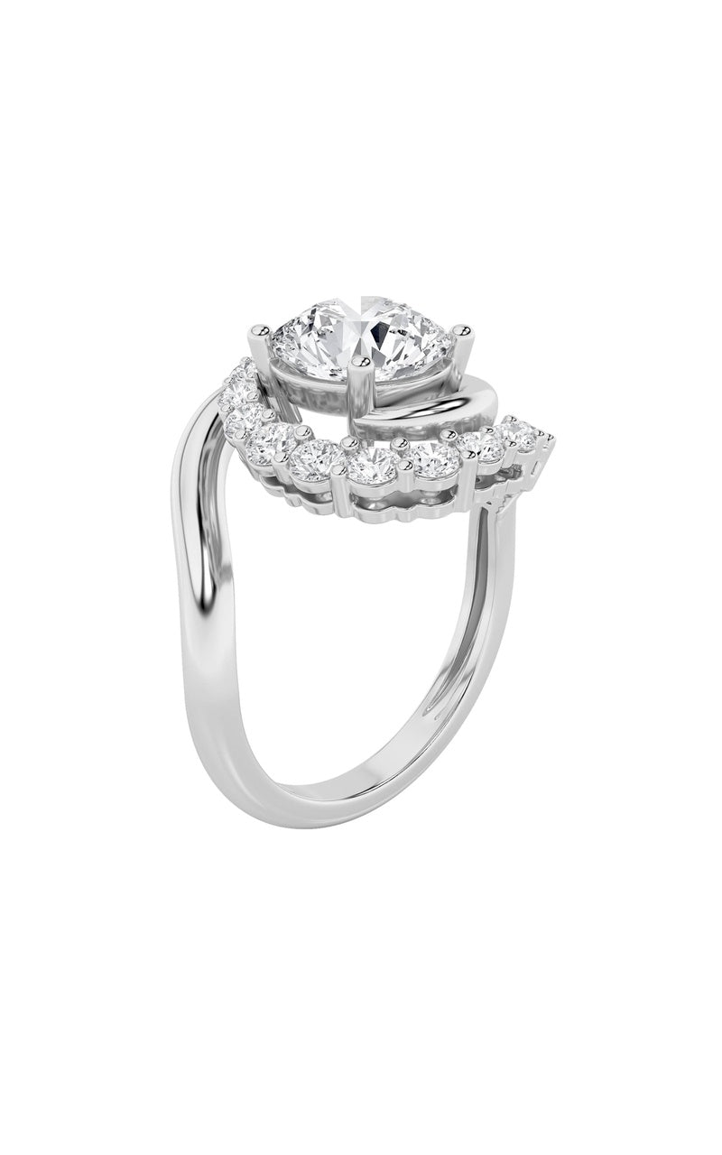 2.5Cttw Round Shaped Lab Grown Diamond (F/VS) Swirl Accented Fashion Ring in 14K Gold
