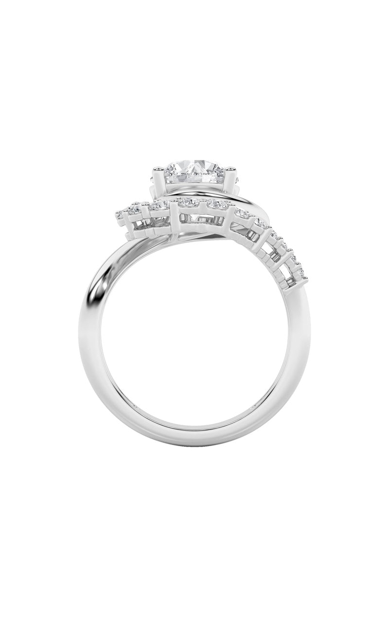 2.5Cttw Round Shaped Lab Grown Diamond (F/VS) Swirl Accented Fashion Ring in 14K Gold