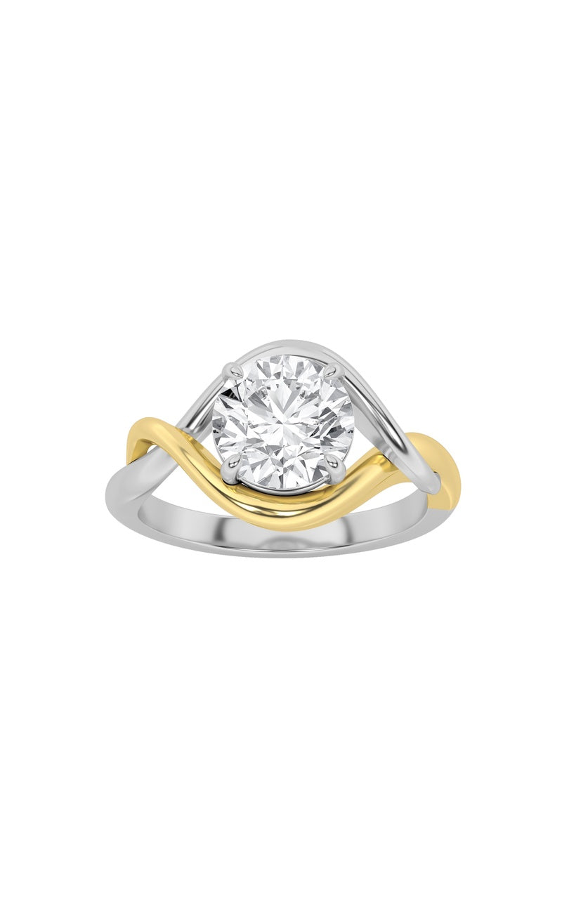 1.5Cttw Round Shaped Lab Grown Diamond (F/VS) TwoTone Know Solitaire Engagement Ring in 14K Gold