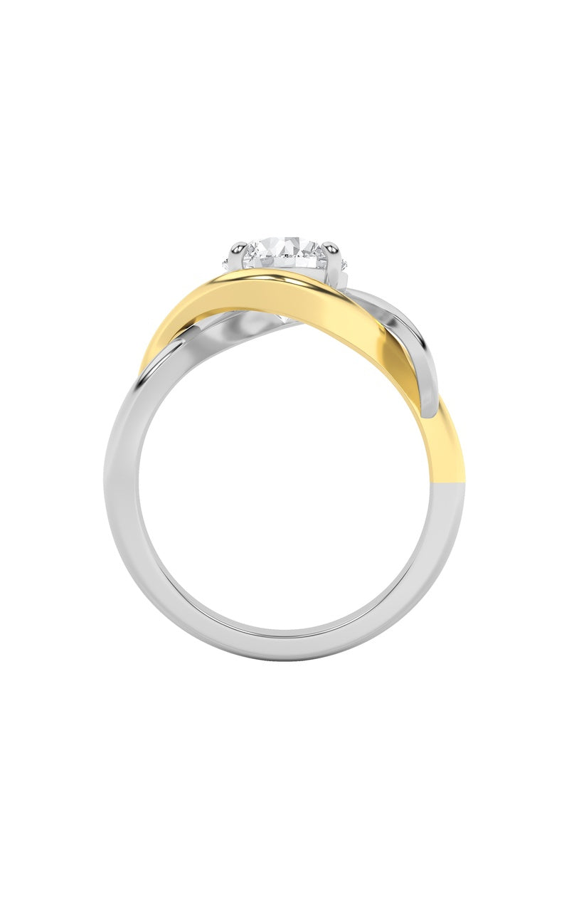 1.5CTW Round Shaped Lab Grown Diamond (F/VS) Two Tone Know Solitaire Engagement Ring in 14K Gold