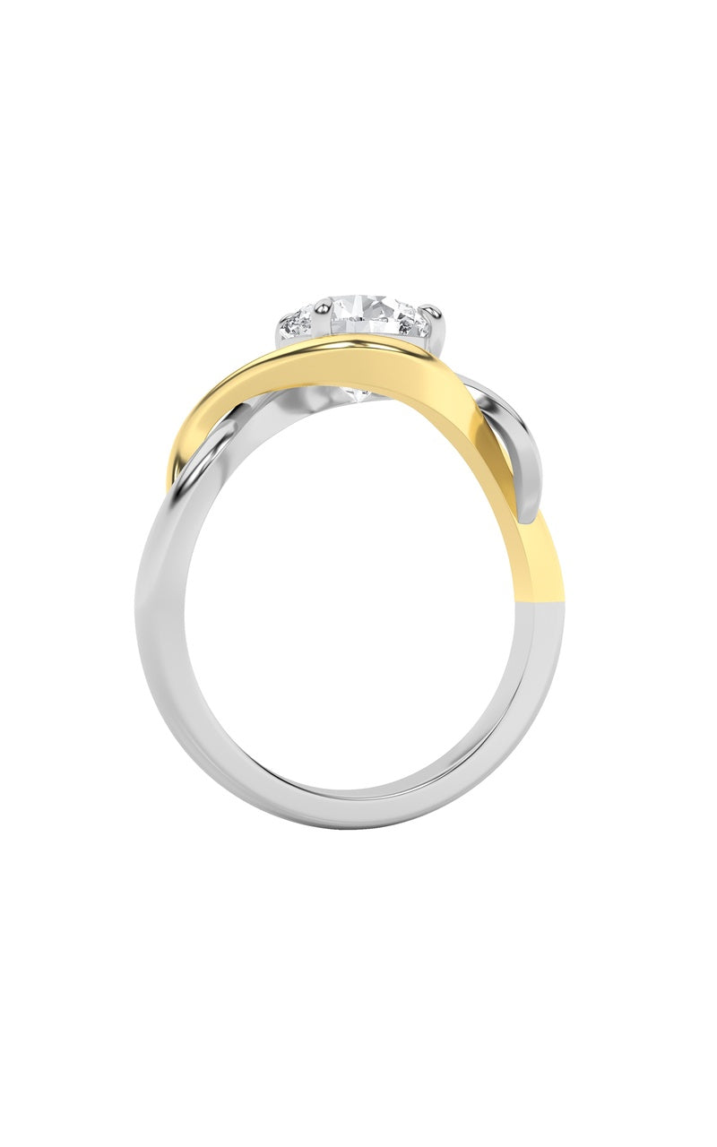 1.5Cttw Round Shaped Lab Grown Diamond (F/VS) TwoTone Know Solitaire Engagement Ring in 14K Gold
