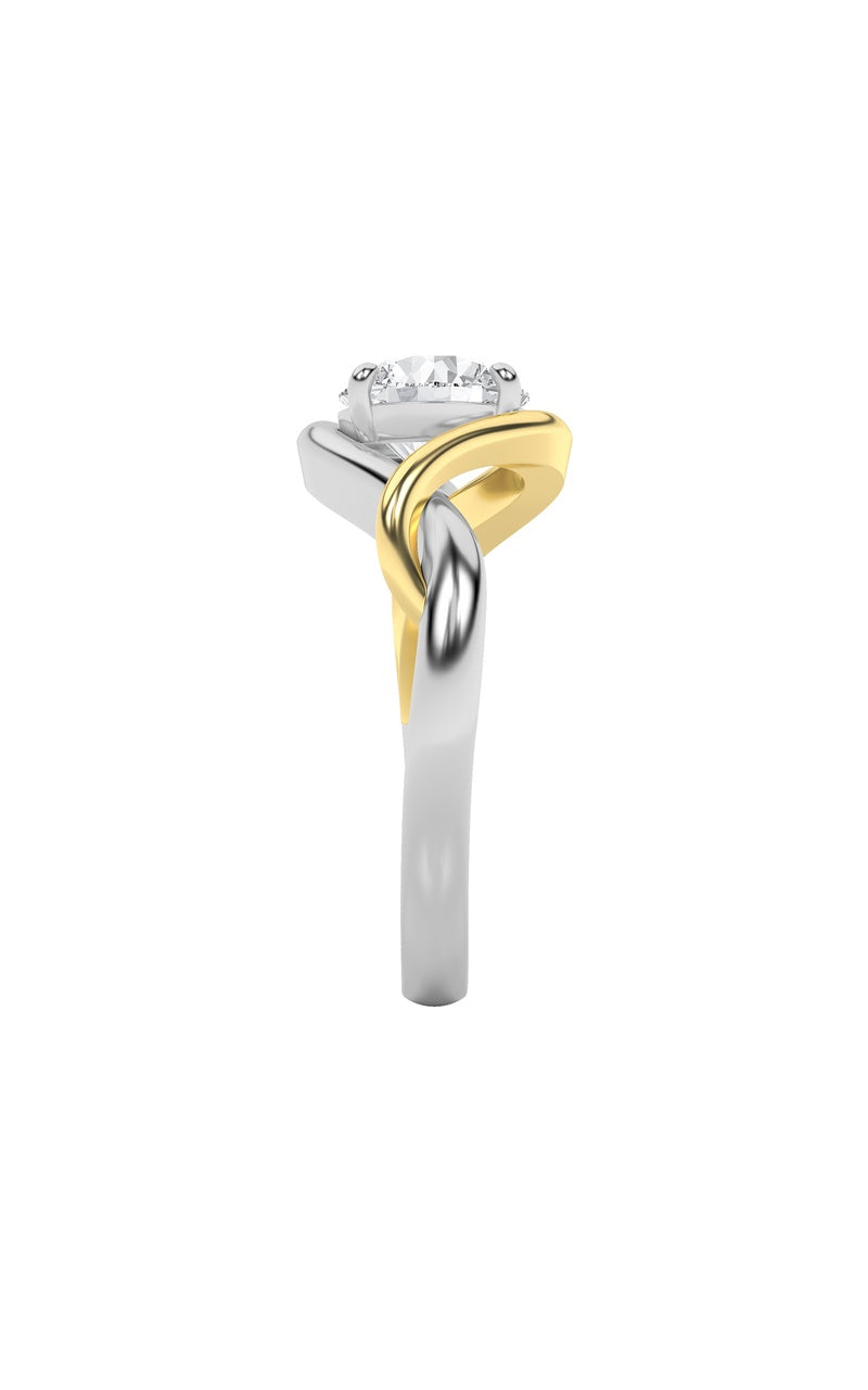 1.5Cttw Round Shaped Lab Grown Diamond (F/VS) TwoTone Know Solitaire Engagement Ring in 14K Gold