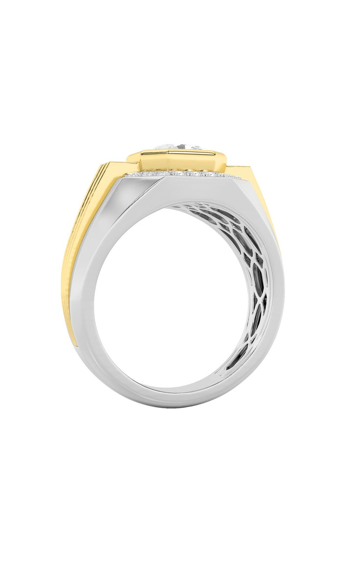 3Cttw Asscher Shaped Lab Grown Diamond (F/VS) Mens Ring in 14K Gold