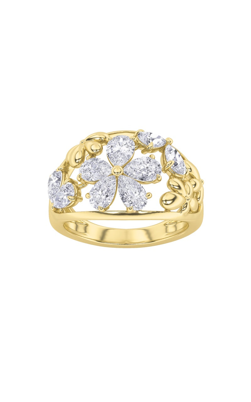 2.5Cttw Pear Shaped Lab Grown Diamond (G/VS) Fashion Ring in 14K Gold