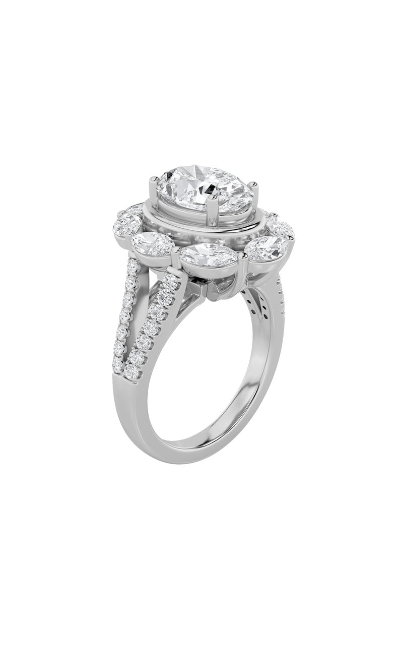 3.75Cttw Oval Shaped Lab Grown Diamond (G/VS)  Ring in 14K Gold