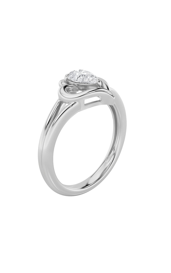 0.5CTW Pear Shaped Lab Grown Diamond (F/VS) Heart Ring in 14K  White Gold