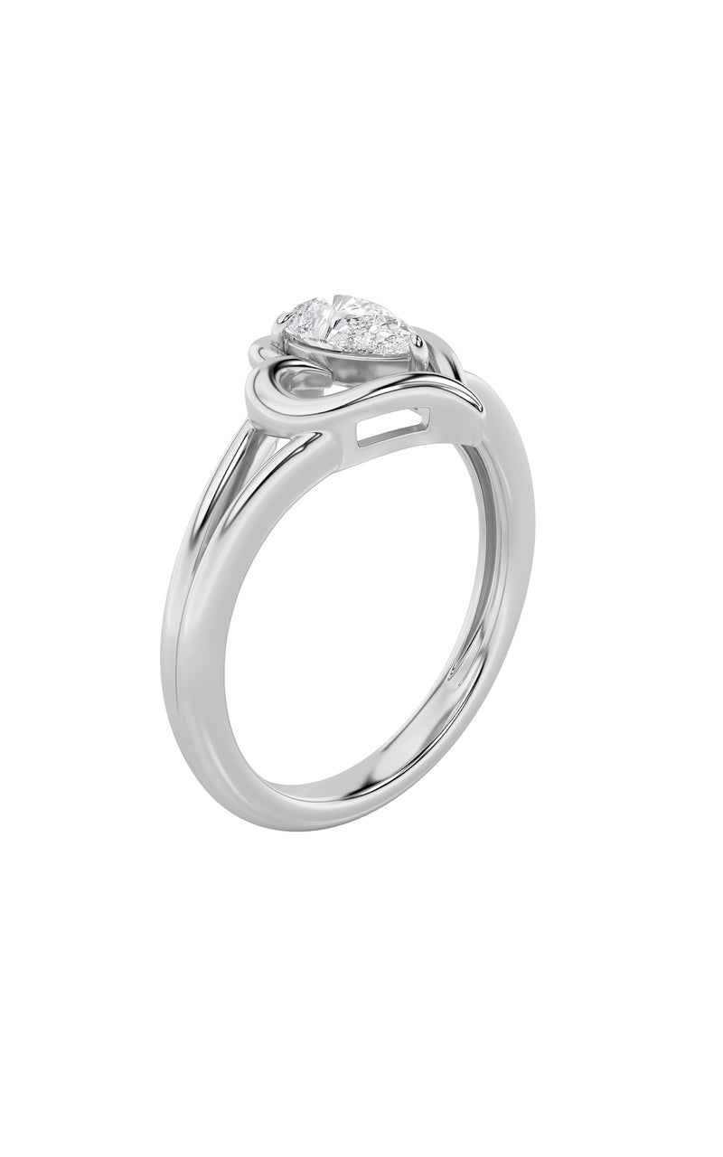 0.5CTW Pear Shaped Lab Grown Diamond (F/VS) Heart Ring in 14K  White Gold