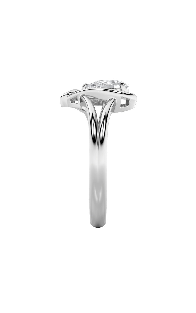 0.5Cttw Pear Shaped Lab Grown Diamond (F/VS) HeartRing in 14K  White Gold