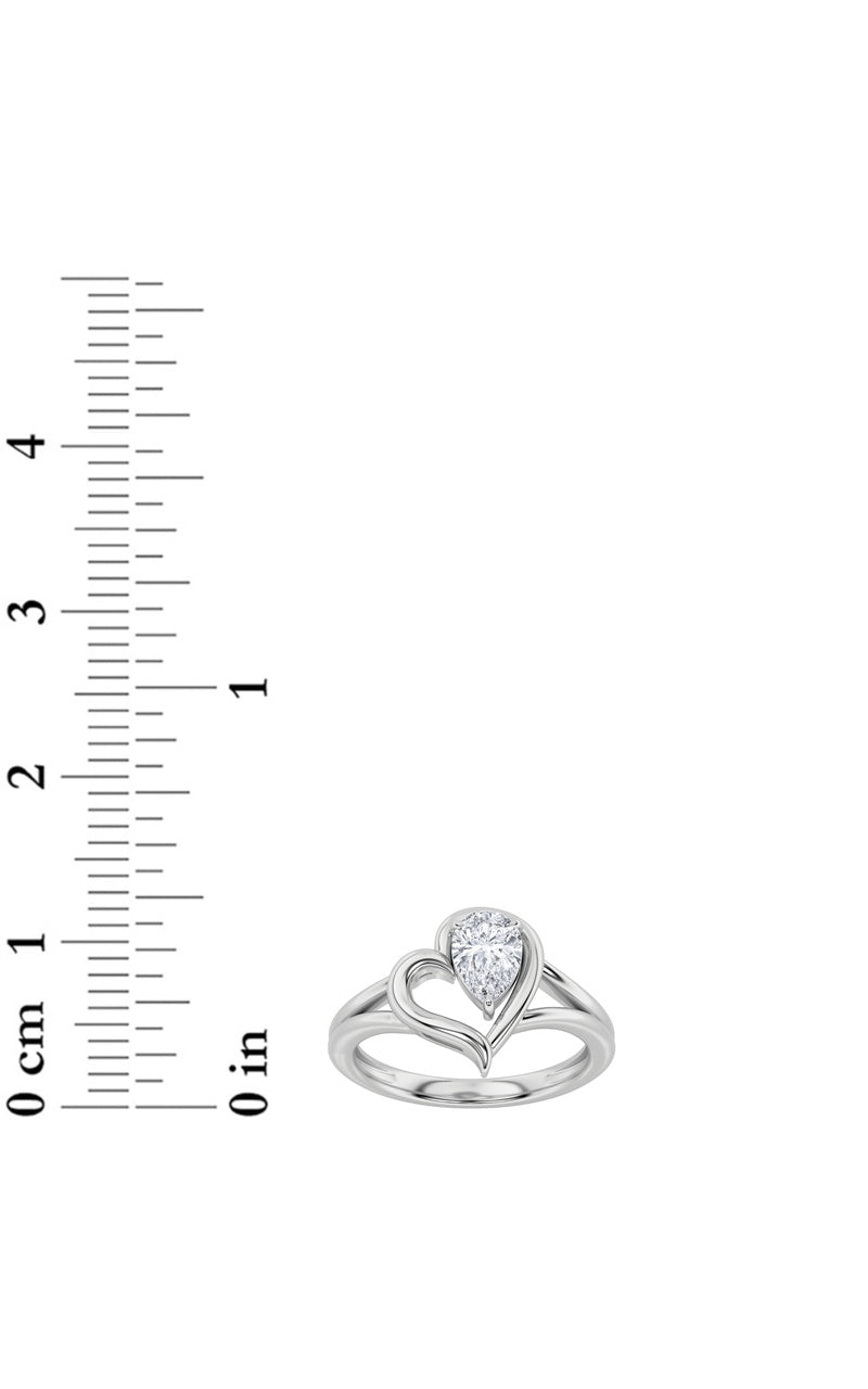 0.5Cttw Pear Shaped Lab Grown Diamond (F/VS) HeartRing in 14K  White Gold