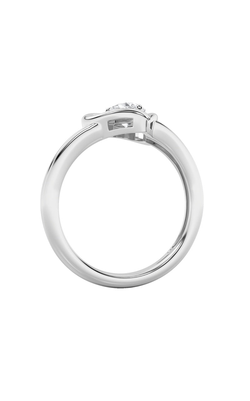 0.5CTW Pear Shaped Lab Grown Diamond (F/VS) Heart Ring in 14K  White Gold