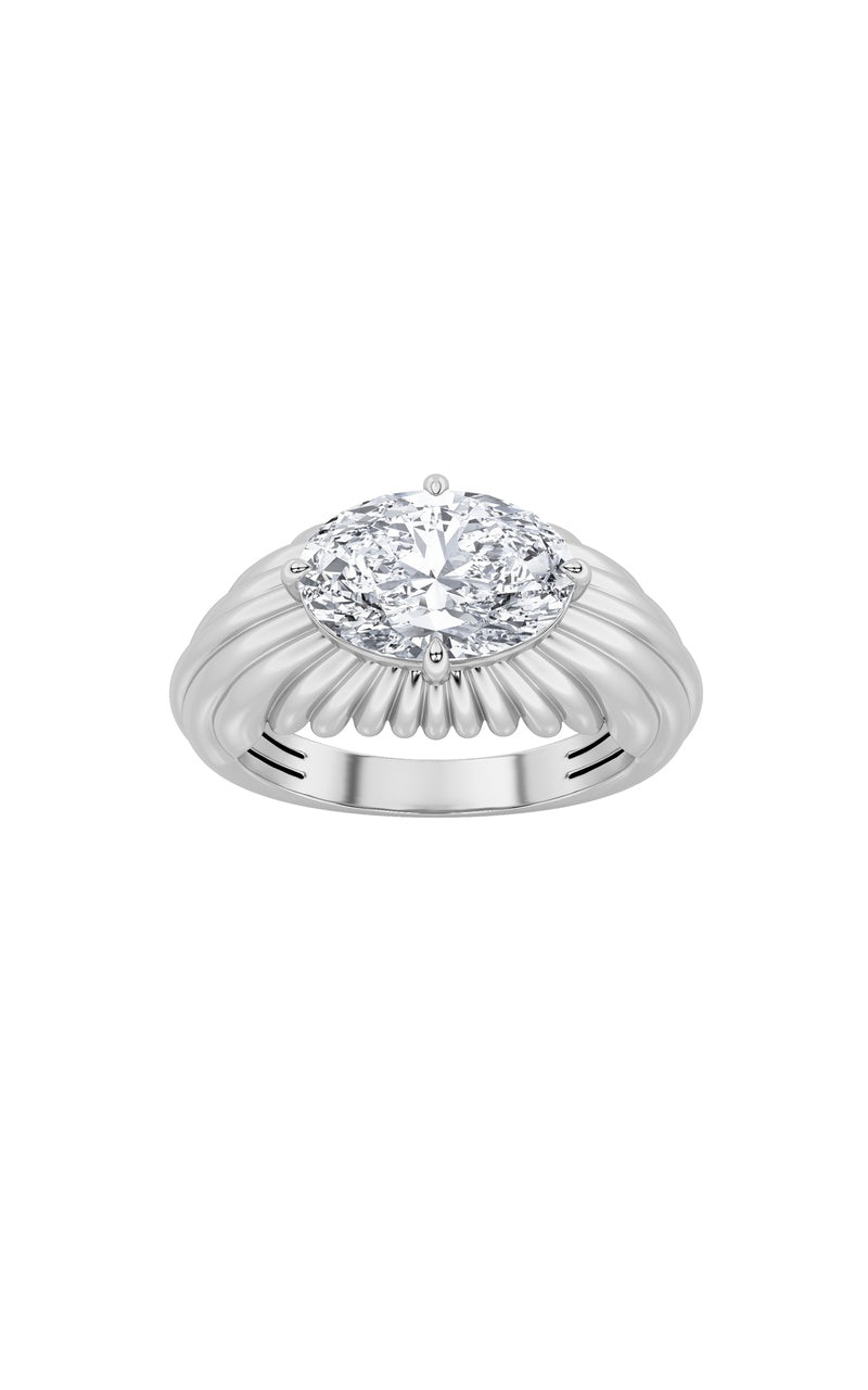2CTW Oval Shaped Lab Grown Diamond (F/VS) Fancy Solitaire Ring in 14K Gold
