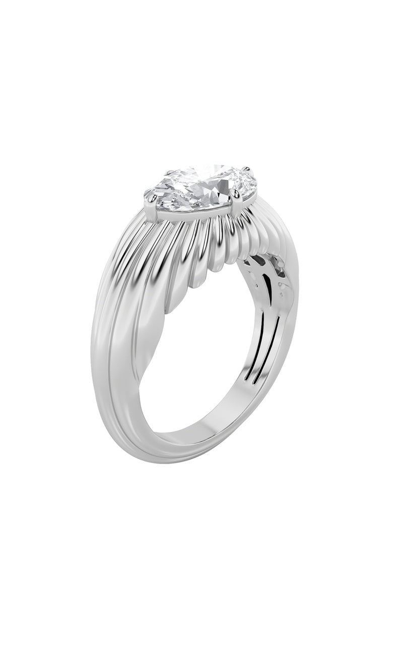 2Cttw Oval Shaped Lab Grown Diamond (F/VS) Fancy Solitaire Ring in 14K Gold