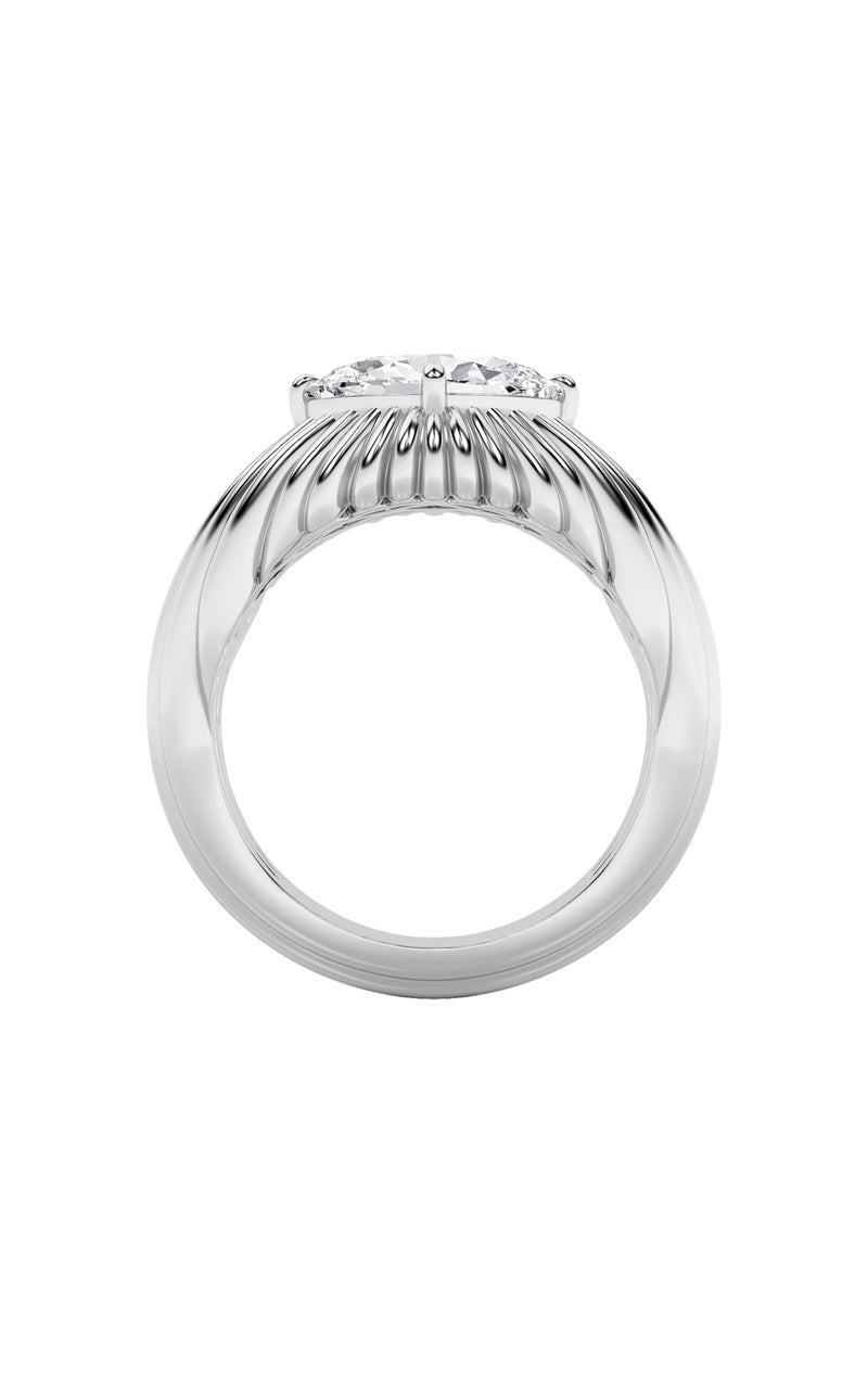 2CTW Oval Shaped Lab Grown Diamond (F/VS) Fancy Solitaire Ring in 14K Gold