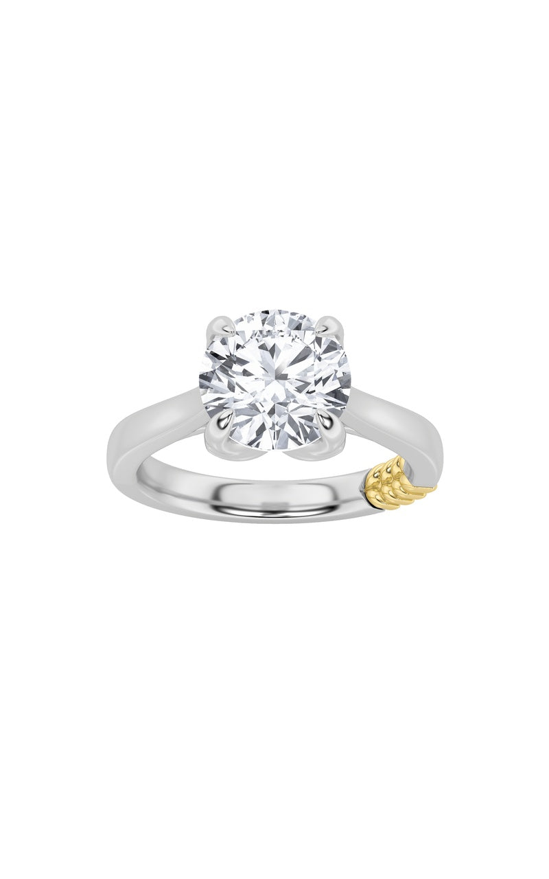 2Cttw Round Shaped Lab Grown Diamond (F/VS) Two Tone Classic Solitaire Engagement Ring in 14K Gold