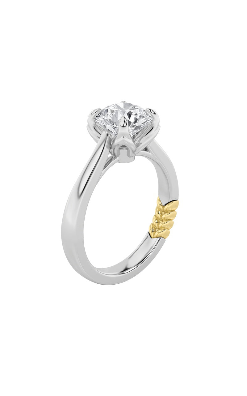 2Cttw Round Shaped Lab Grown Diamond (F/VS) Two Tone Classic Solitaire Engagement Ring in 14K Gold