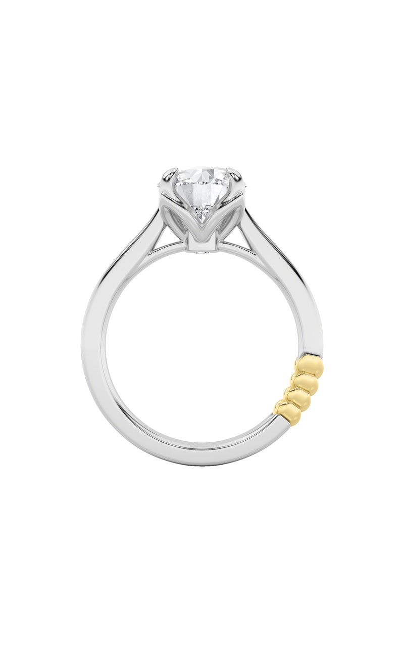 2Cttw Round Shaped Lab Grown Diamond (F/VS) Two Tone Classic Solitaire Engagement Ring in 14K Gold