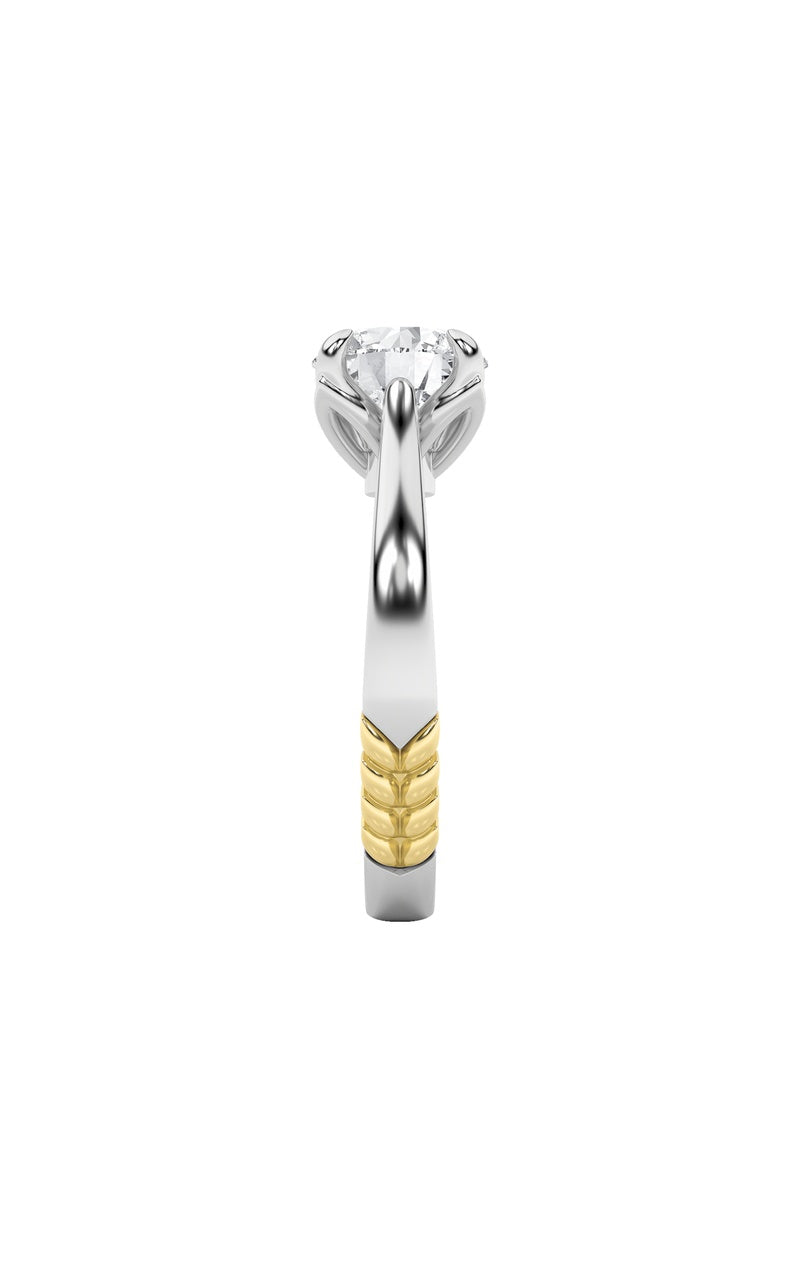 2Cttw Round Shaped Lab Grown Diamond (F/VS) Two Tone Classic Solitaire Engagement Ring in 14K Gold