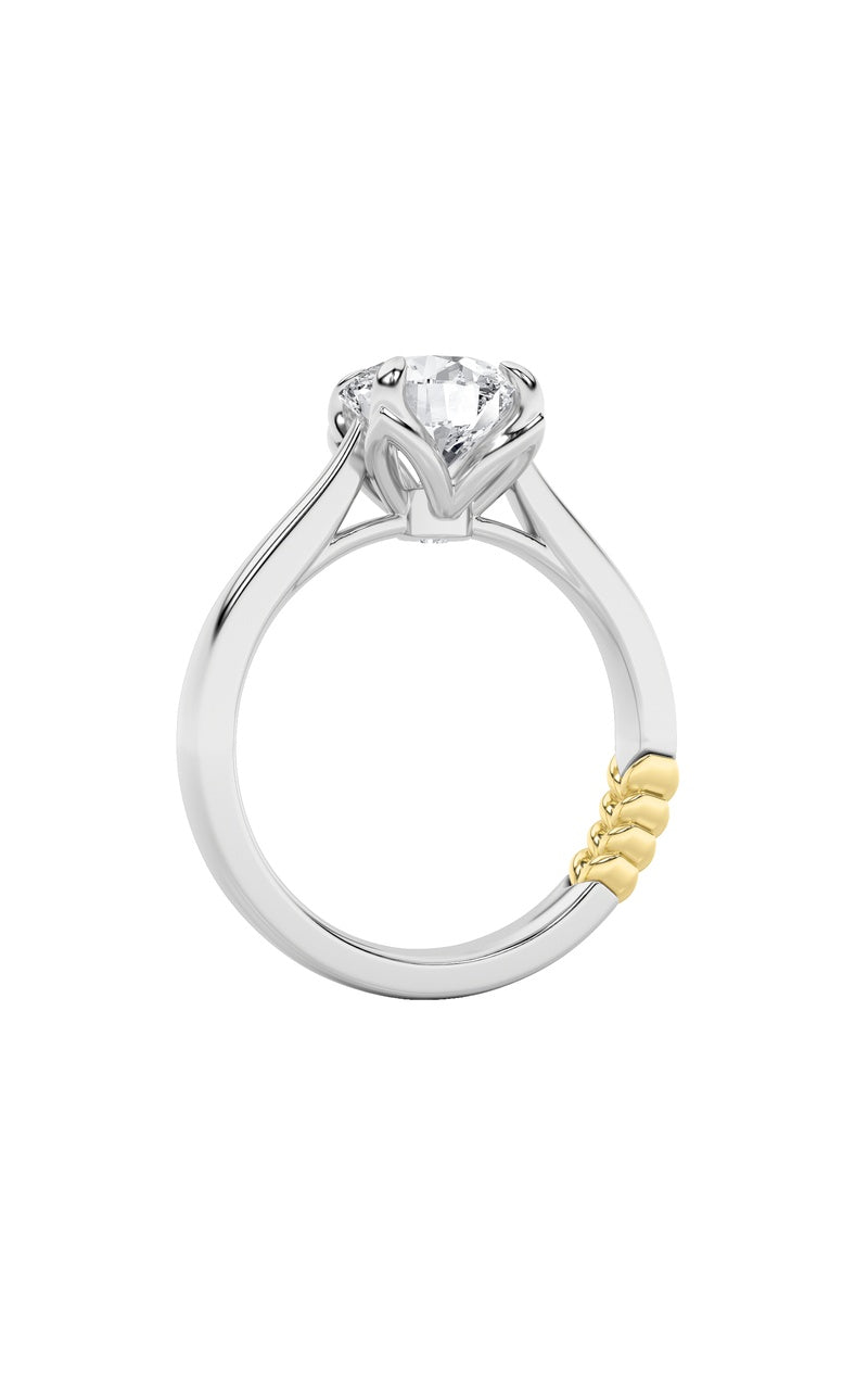 2Cttw Round Shaped Lab Grown Diamond (F/VS) Two Tone Classic Solitaire Engagement Ring in 14K Gold