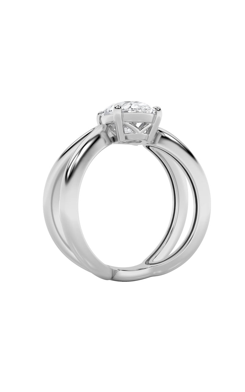 2CTW Oval Shaped Lab Grown Diamond (F/VS) Criss Cross Fancy Solitaire Ring in 14K Gold