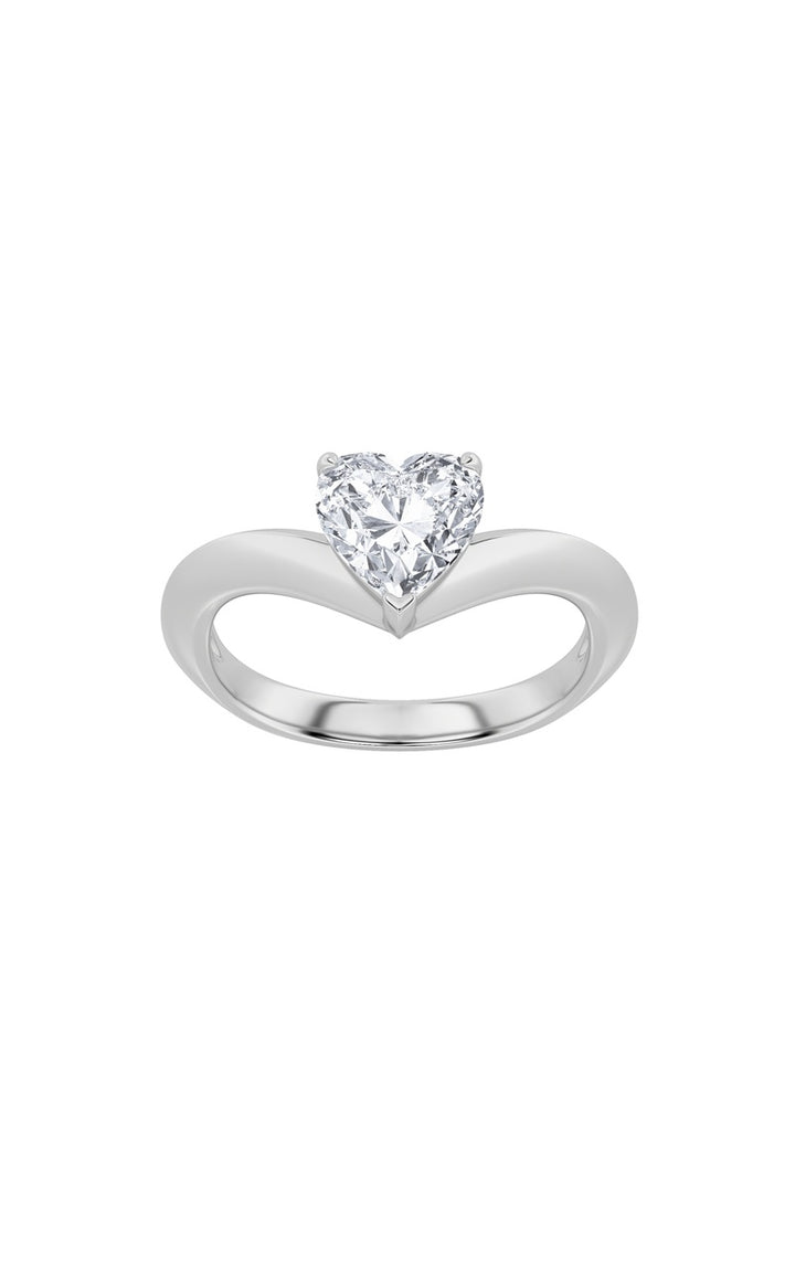 1Cttw Heart Shaped Lab Grown Diamond (F/VS) HeartShaped Ring in 14K Gold