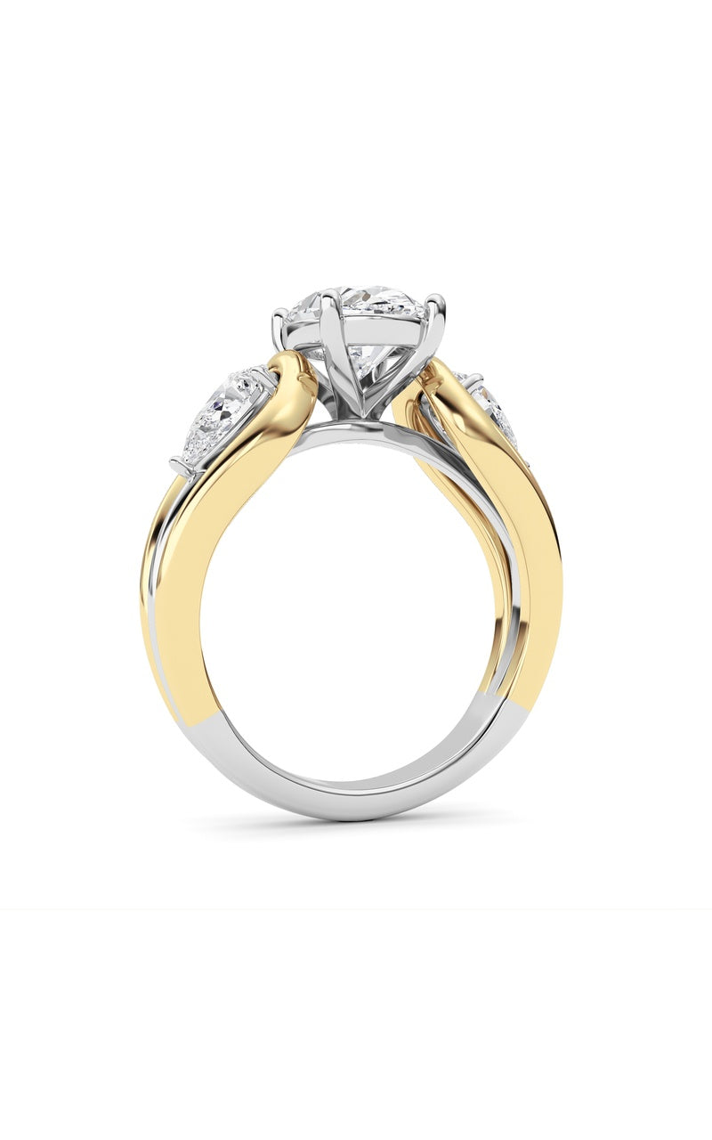 3Cttw Oval Shaped Lab Grown Diamond (F/VS) Two Tone Solitaire Engagement Ring in 14K Gold