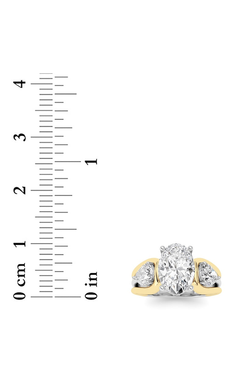 3CTW Oval Shaped Lab Grown Diamond (F/VS) Two Tone Solitaire Engagement Ring in 14K Gold