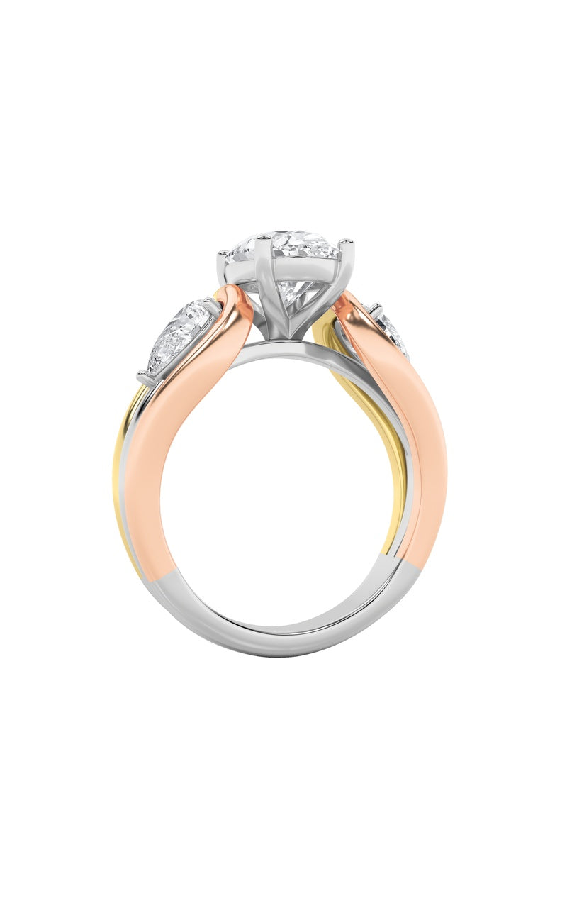 3Cttw Oval Shaped Lab Grown Diamond (F/VS) Two Tone Solitaire Engagement Ring in 14K Gold
