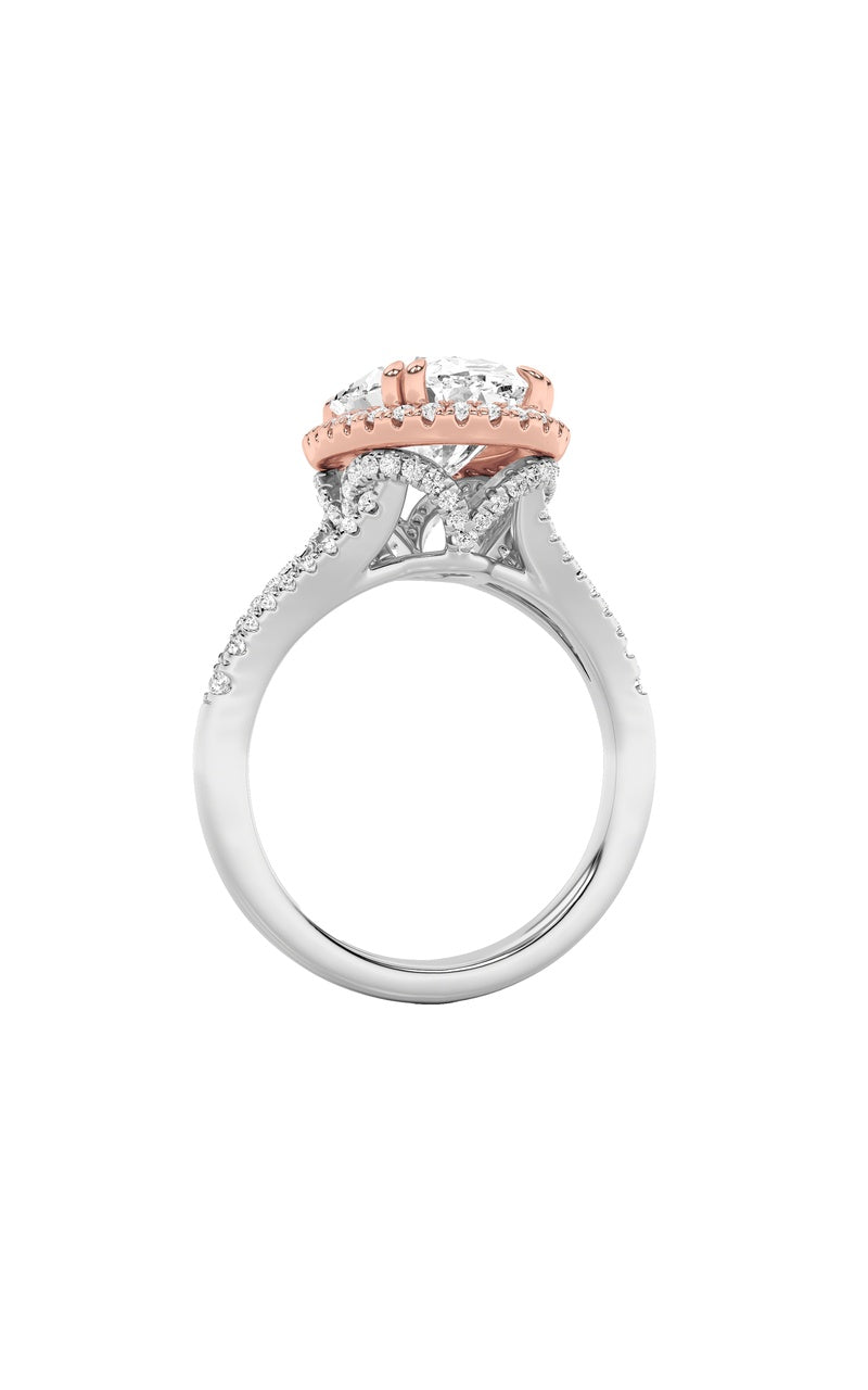 4.5CTW Oval Shaped Lab Grown Diamond (F/VS) Bold Accented Statement Engagement Ring in 14K Gold