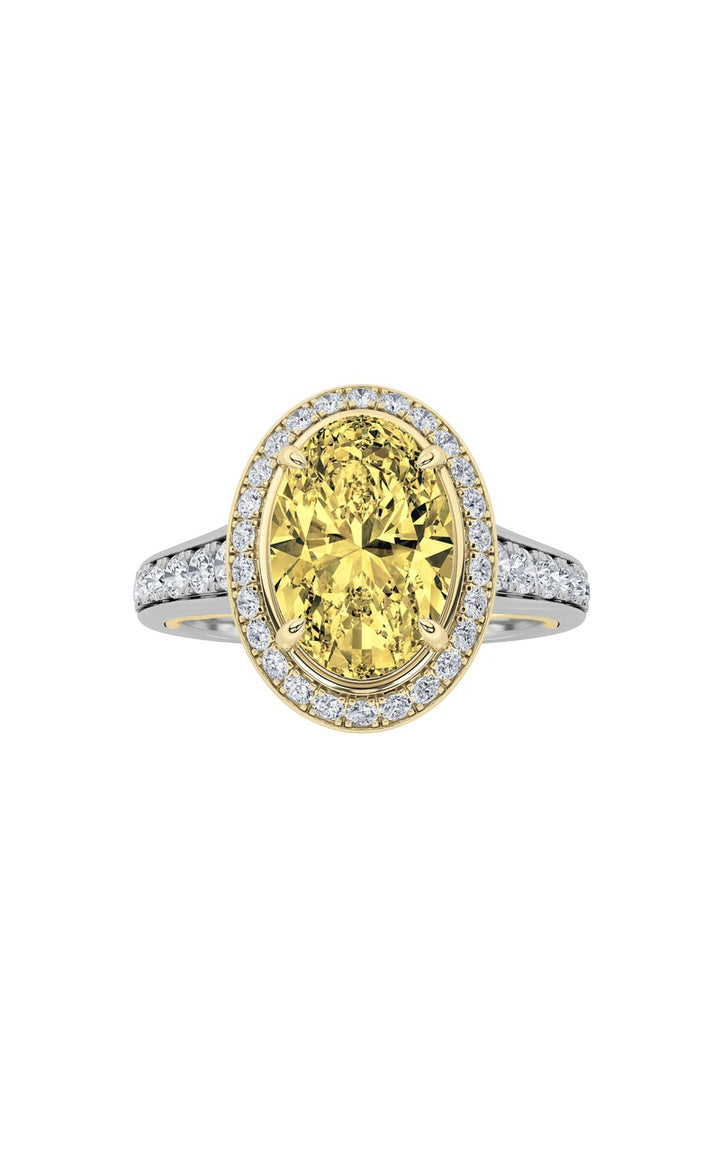 3.5Cttw Oval Shaped Lab Grown Diamond (F/VS) BoldAccented Statement Engagement Ring in 14K Gold