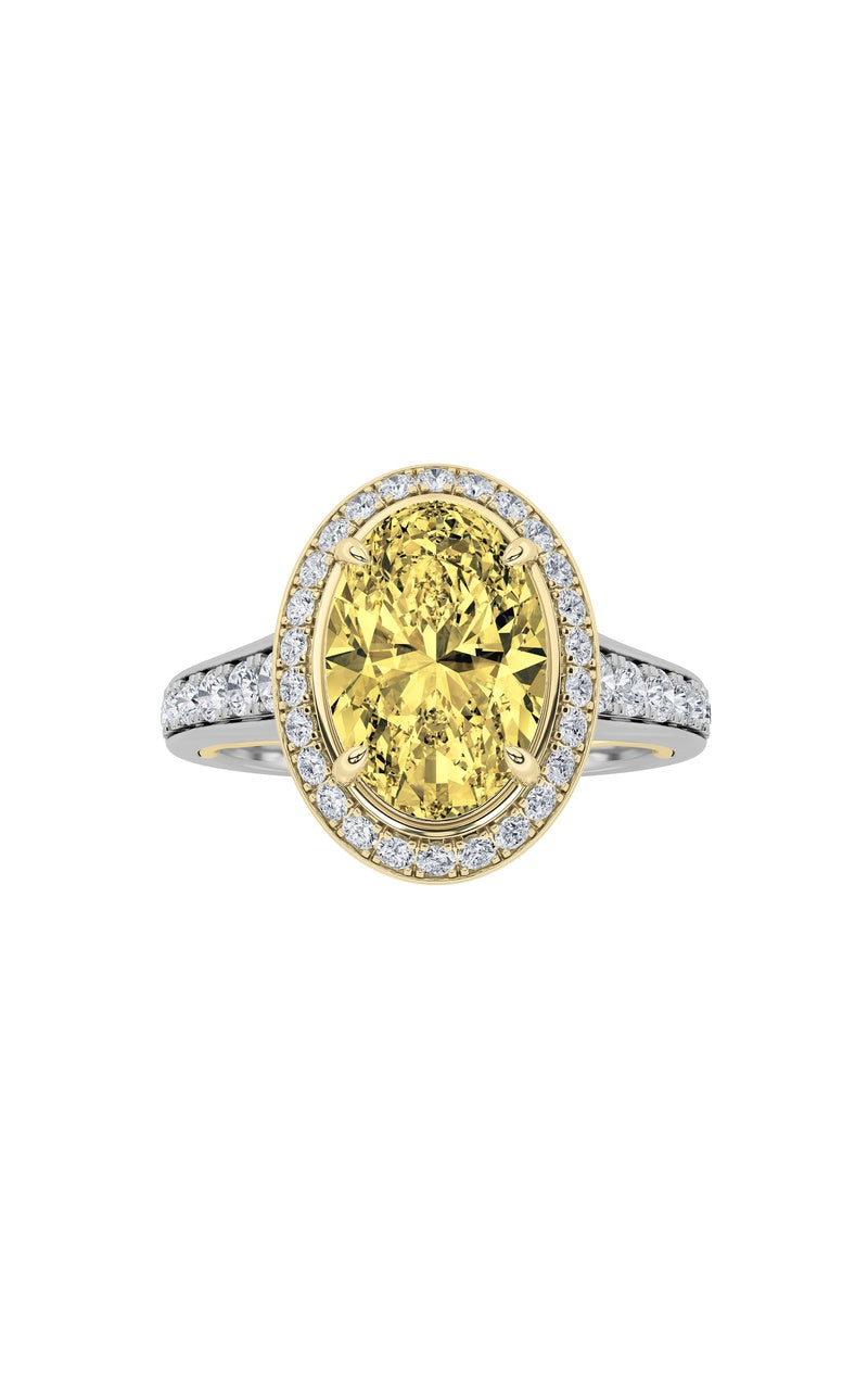 3.5Cttw Oval Shaped Lab Grown Diamond (F/VS) BoldAccented Statement Engagement Ring in 14K Gold