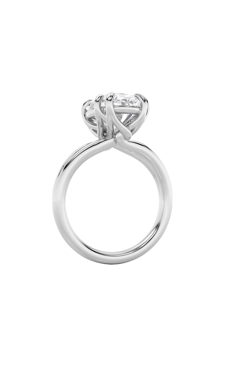 5Cttw Oval Shaped Lab Grown Diamond (F/VS) Bold Split Shank Solitaire Engagement Ring in 14K Gold