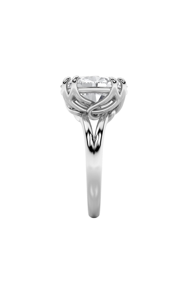 5Cttw Oval Shaped Lab Grown Diamond (F/VS) Bold Split Shank Solitaire Engagement Ring in 14K Gold