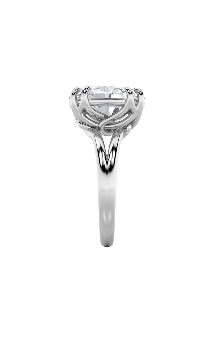 5CTW Oval Shaped Lab Grown Diamond (F/VS) Bold Split Shank Solitaire Engagement Ring in 14K Gold