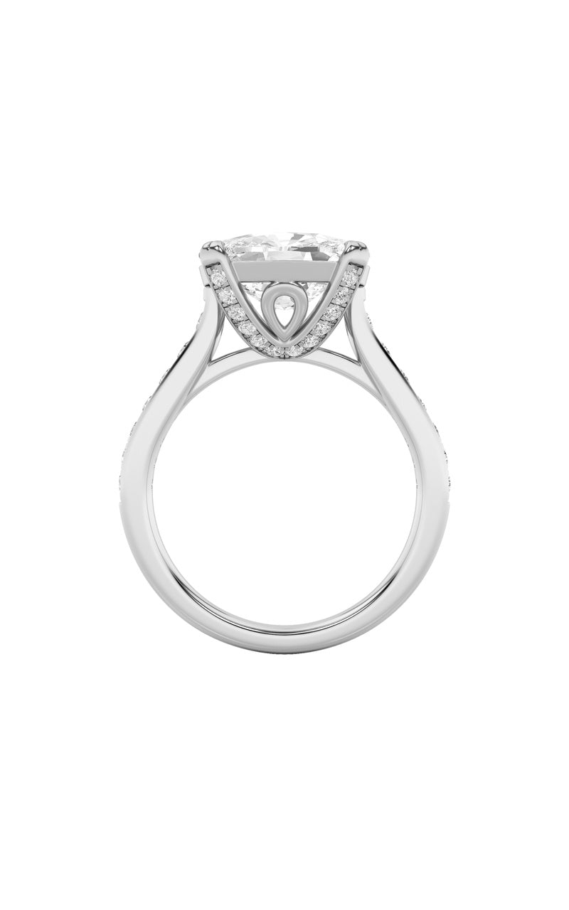 4.5Cttw Elongated Cushion Shaped Lab Grown Diamond(F/VS) Bold Accented East West Set Engagement Ring in 14K Gold