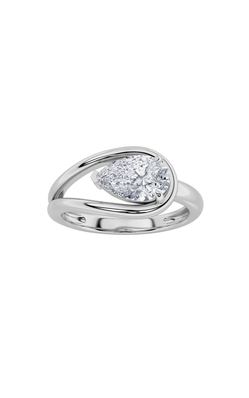 1Cttw Pear Shaped Lab Grown Diamond (F/VS) East West Solitaire Ring in 14K Gold