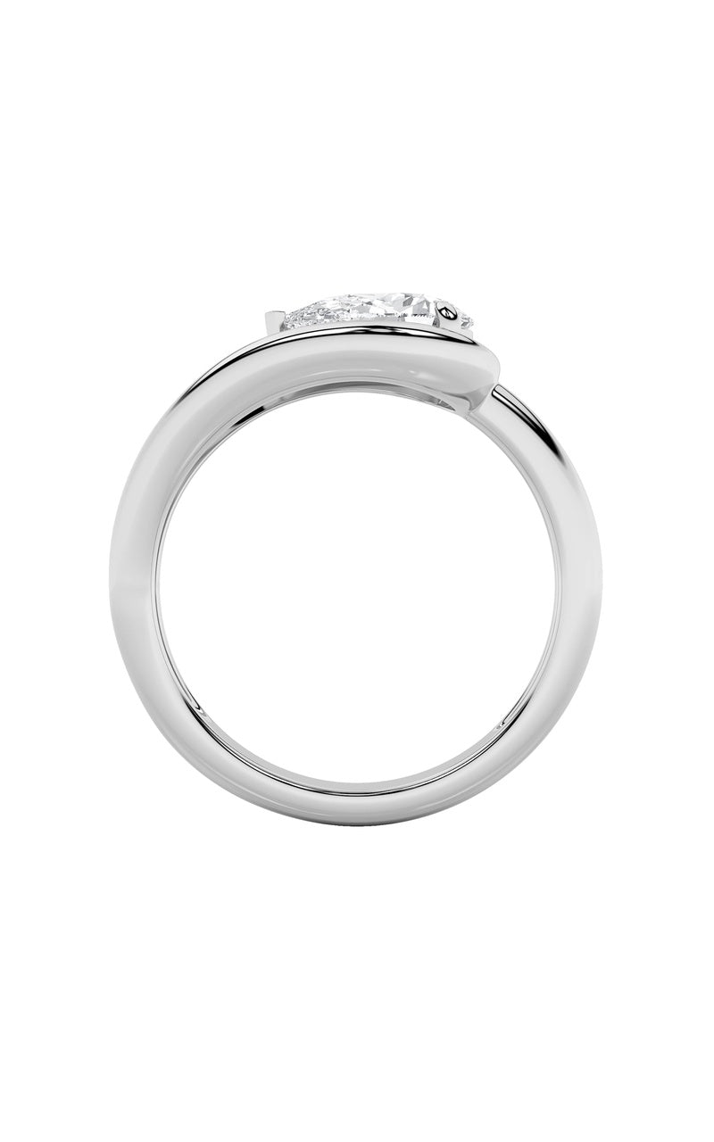 1CTW Pear Shaped Lab Grown Diamond (F/VS) East West Solitaire Ring in 14K Gold