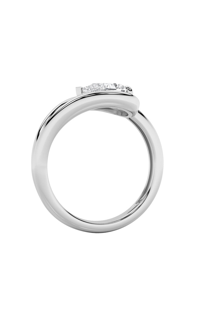 1Cttw Pear Shaped Lab Grown Diamond (F/VS) East West Solitaire Ring in 14K Gold