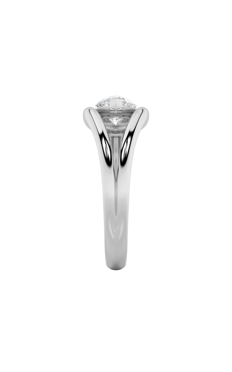 1CTW Pear Shaped Lab Grown Diamond (F/VS) East West Solitaire Ring in 14K Gold