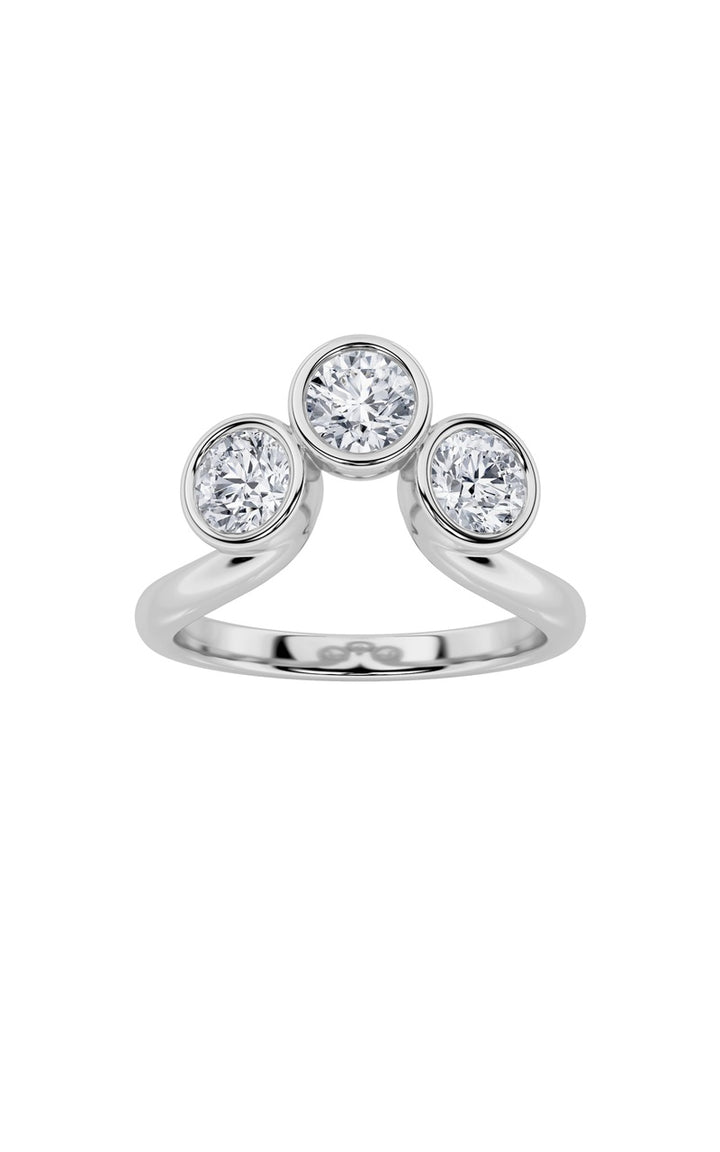 1Cttw Round Shaped Lab Grown Diamond (F/VS) ThreeStone Ring in 14K Gold