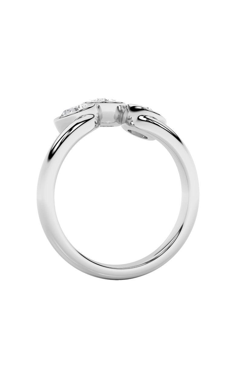 1CTW Round Shaped Lab Grown Diamond (F/VS) Three Stone Ring in 14K Gold