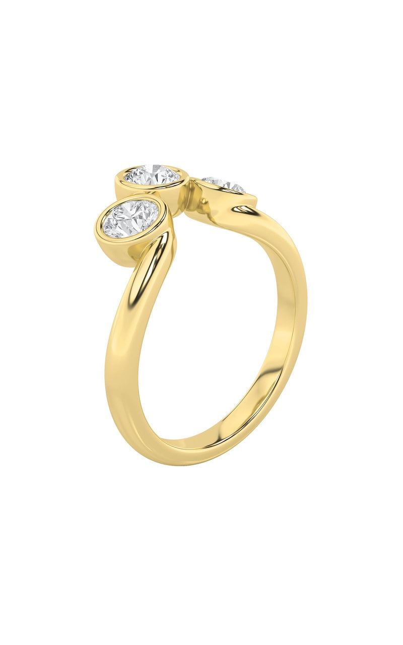 1Cttw Round Shaped Lab Grown Diamond (F/VS) ThreeStone Ring in 14K Gold
