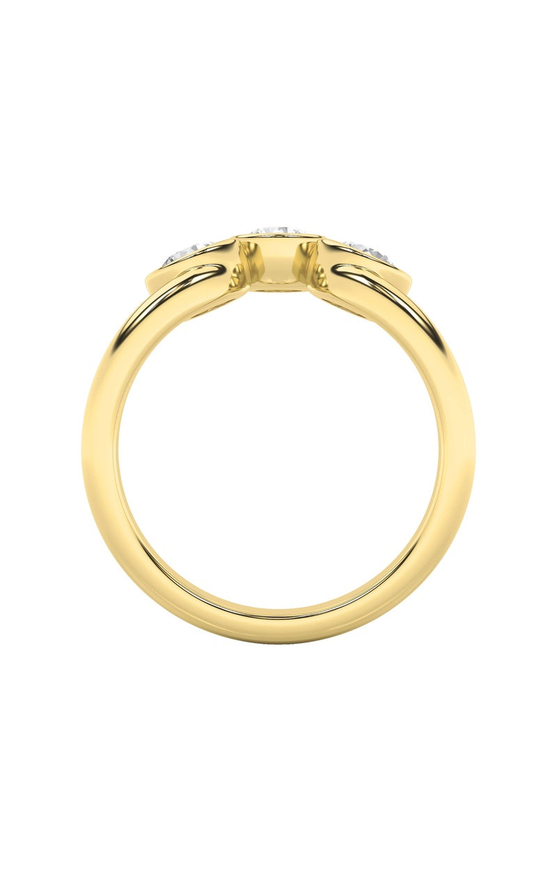 1Cttw Round Shaped Lab Grown Diamond (F/VS) ThreeStone Ring in 14K Gold