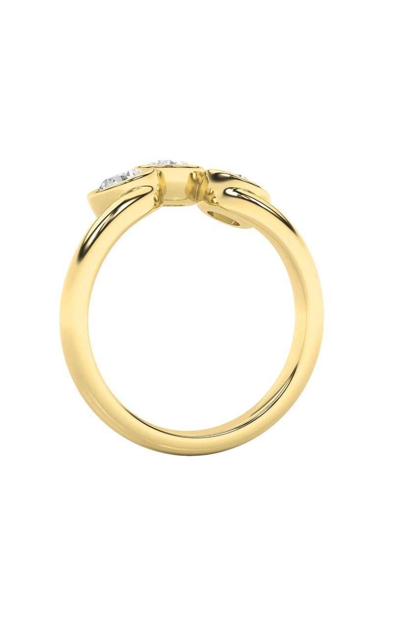 1CTW Round Shaped Lab Grown Diamond (F/VS) Three Stone Ring in 14K Gold