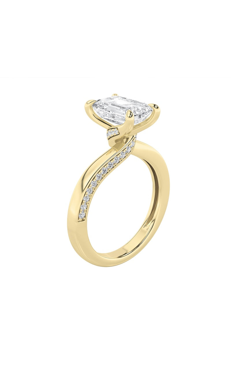 2.5CTW Emerald Shaped Lab Grown Diamond (G/VS) Accented Engagement Ring in 14K Gold