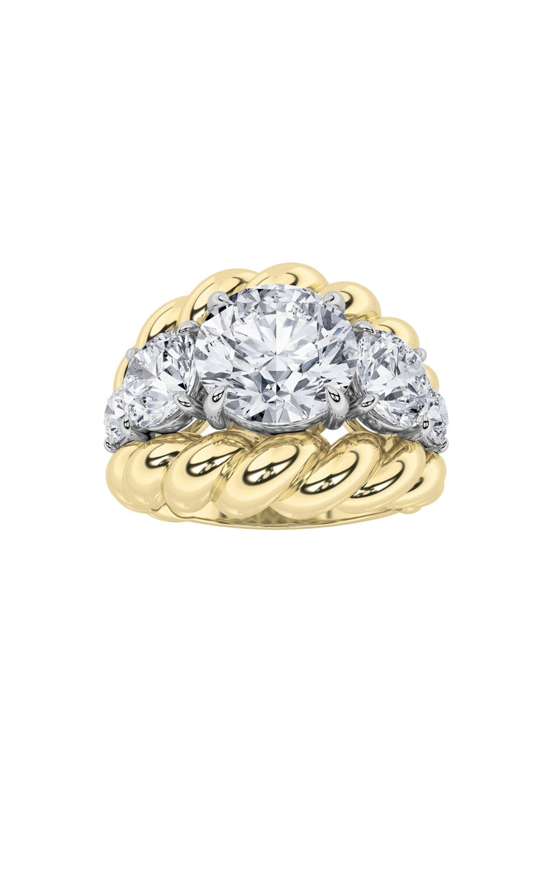 5.5Cttw Round Shaped Lab Grown Diamond (F/VS) FiveStone Ring in 14K Gold
