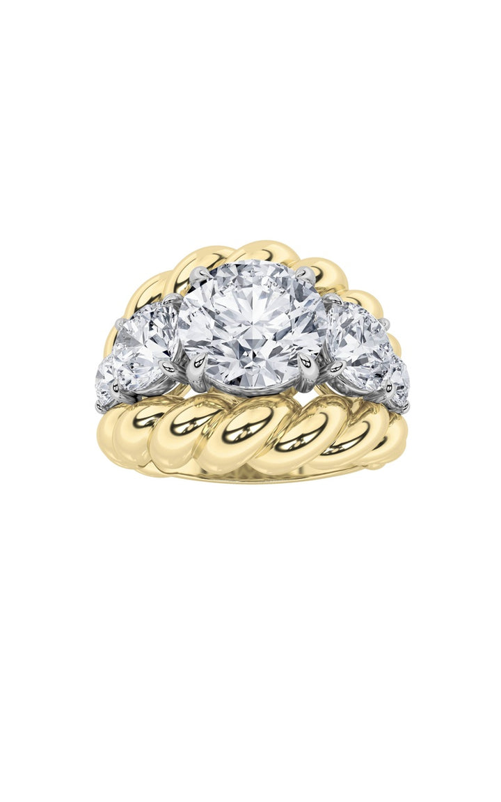 5.5Cttw Round Shaped Lab Grown Diamond (F/VS) FiveStone Ring in 14K Gold