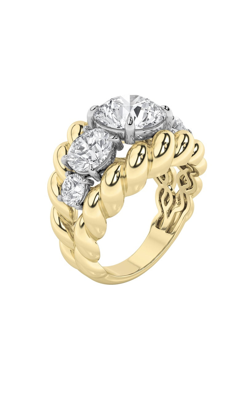 5.5CTW Round Shaped Lab Grown Diamond (F/VS) Five Stone Ring in 14K Gold
