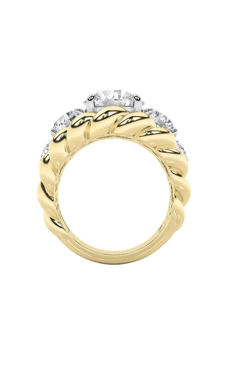 5.5CTW Round Shaped Lab Grown Diamond (F/VS) Five Stone Ring in 14K Gold