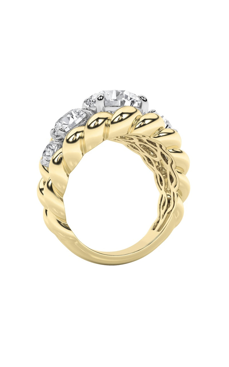 5.5Cttw Round Shaped Lab Grown Diamond (F/VS) FiveStone Ring in 14K Gold